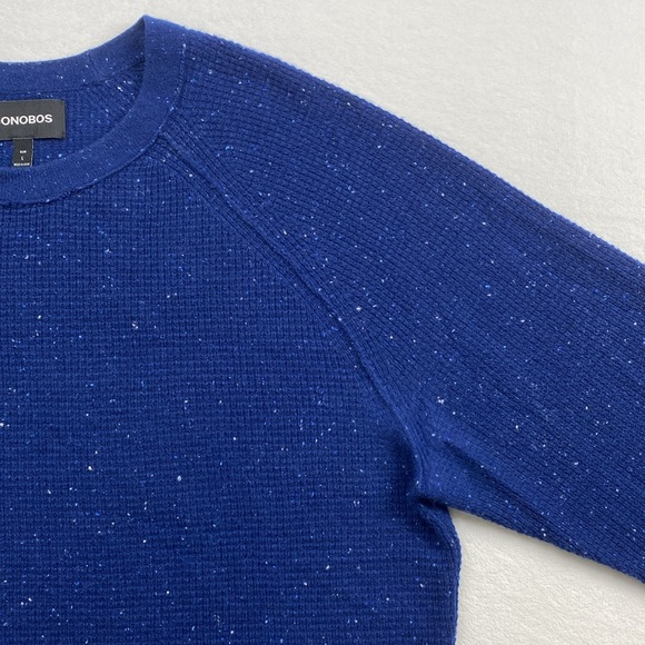 Bonobos Donegal Cashmere Speckled Waffle Stitch LS Crewneck Sweater (Dark Blue) - Picture 8 of 15